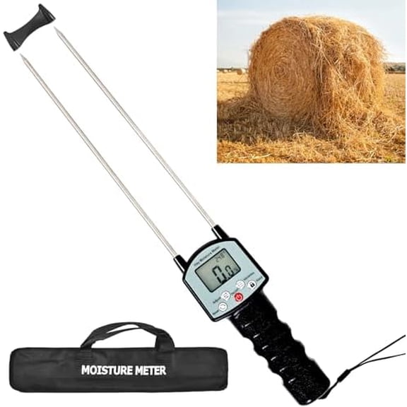 Upgraded Hay Moisture Tester, Portable Hay Moisture Meter, Stainless Steel Hay Moisture Tester Dual Probe, Accurate & Fast Measurement, For Alfalfa, Hay, and Straw, Maintain Perfect Quality$$Tools