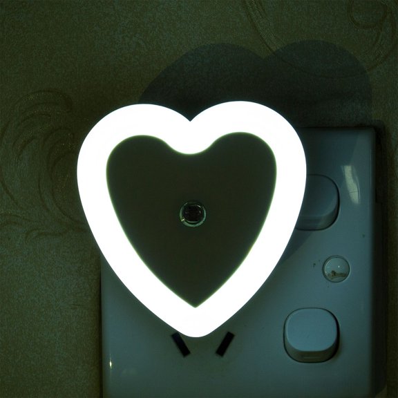 Upgraded Heart Shaped Plug In LED Night Light With Dusk To Dawns Sensor Auto On At Night Off In Day Soft Warm Glows Bedroom Nursery Hallway I