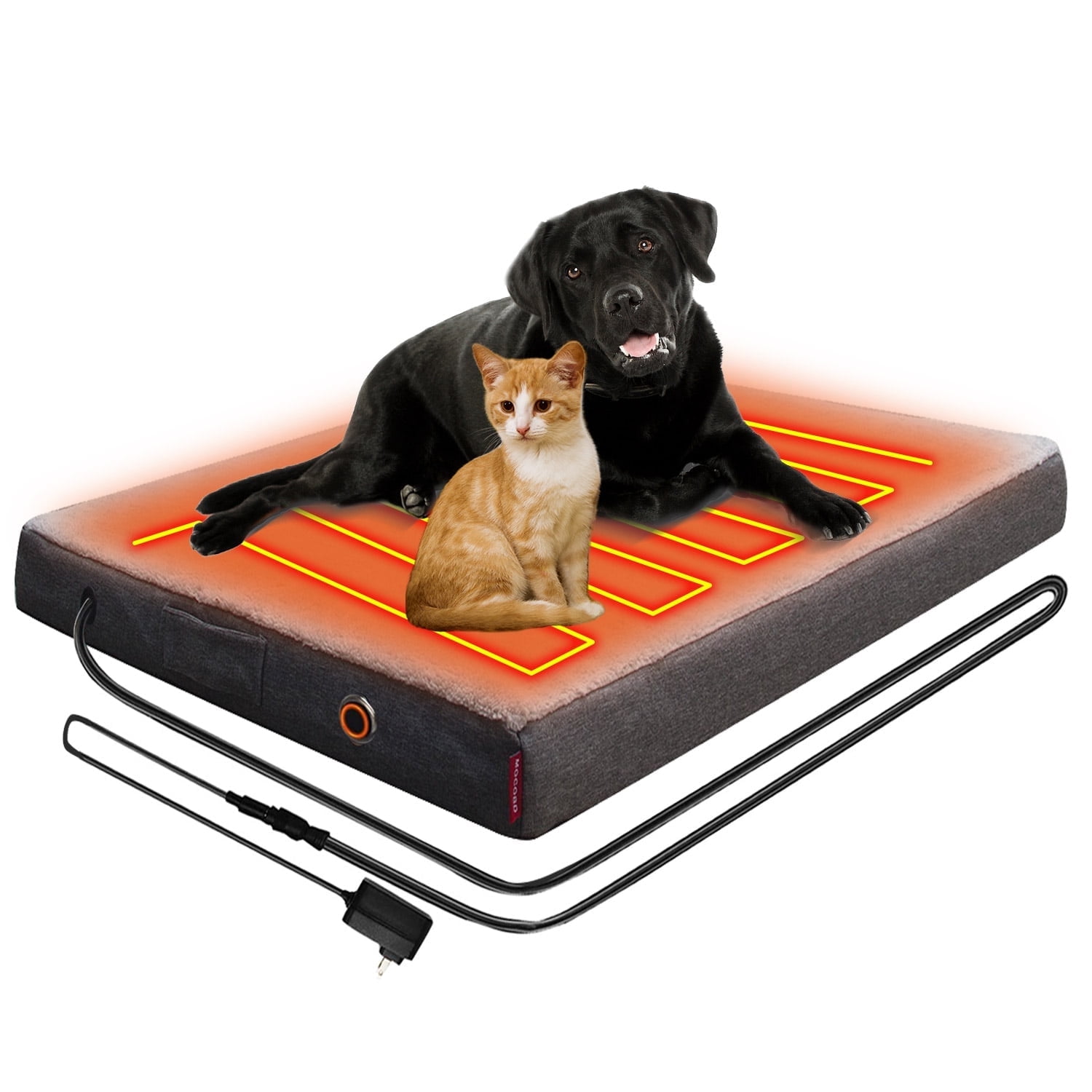 Upgraded Heated Dog Bed with Enlarged Heating Area, Orthopedic Dog Bed ...