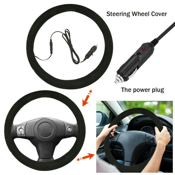 Upgraded Heated Steering Wheel Cover Car 12 V 38 Cm Car Steering Wheel Heating Warm Steering Wheel Heating Cover With Lighter Steering Wheel Cover S