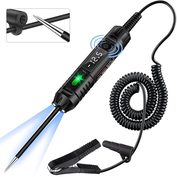 Upgraded Heavy Duty Circuit Tester with Buzzer, 3-72V DC Digital LED Test Light with Voltmeter, Automotive Light Tester with Illumination, Fuse Volta Tester Auto Electrical Tool