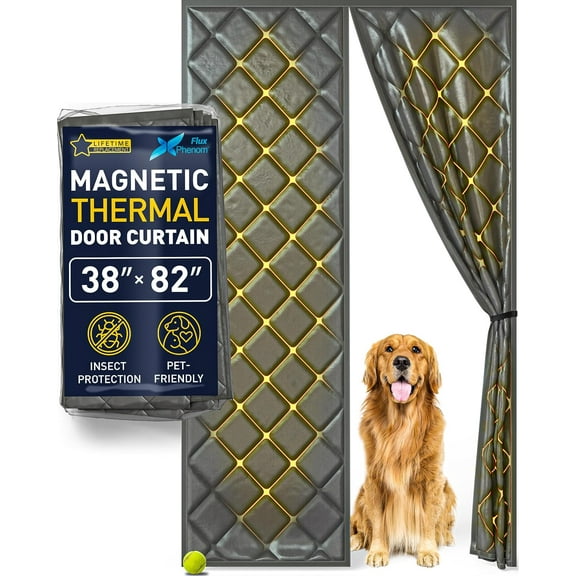 Upgraded Heavy Duty Magnetic Insulated Door Curtain 38"x82" – Keep Cool Air in, Reduce Hot Air & Noise, 50 Magnets, Hands-Free Entry