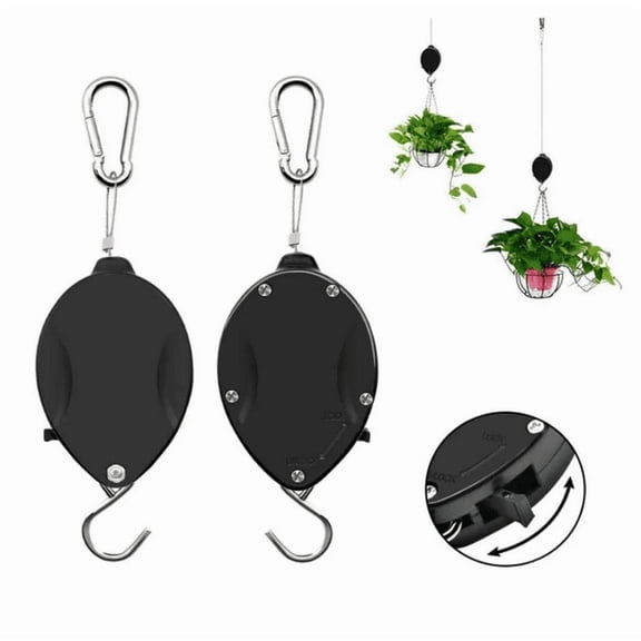 Upgraded Heavy Duty Retractable Plant Hanger,Plant Pulleys for Hanging Plants,Easy to Raise and Lower,Auto Lock,Adjustable Hook for Garden Baskets Pots,Birds Feeder and Wind Chime 1PCS