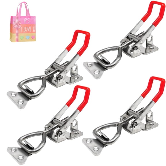 UpgradedHeavy Duty Toggle Latch Clamp 4 Pack - 304 Stainless Steel Adjustable Draw Latch with Lock Hole for Trailer, Tool Box, Smoker Lid, Cabinet - 4003 Style(XX)