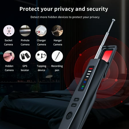 Hidden Camera Detector – Portable Anti-Spy Bug & GPS Tracker Scanner, Electronic Sweeper for Travel, Home, Office, Hotel Privacy Protection
