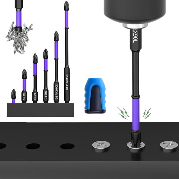 Upgraded High Hardness and Strong Magnetic Bit,1/4 Inch Hex Shank Cross Impact Driver Bit Set,Non-slip Screwdrivers Bits (6Pcs/Set+Bit Holder)