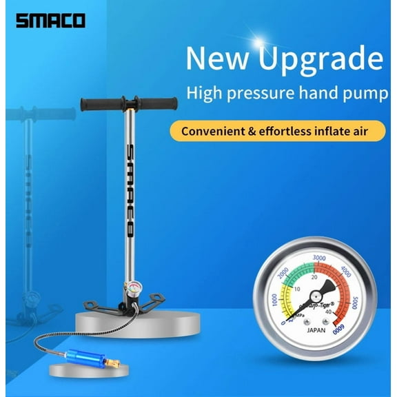 Upgraded High Pressure Hand Pump with Oil-Water Separator, Stainless Steel Air Pump, 3000PSI Manual Bicycle Tire Inflator, Double Filtration System, Portable Pump for Bike/Car/Ball (2.5KG)
