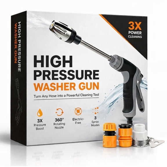 Upgraded High Pressure Washer, 3X Power Cleaning, 360° Rotating Nozzle with 3 Spray Modes, Electric-Free Power Washer, Turns Any Hose into High Pressure Jet for Car, Patio, Driveway - SET 1