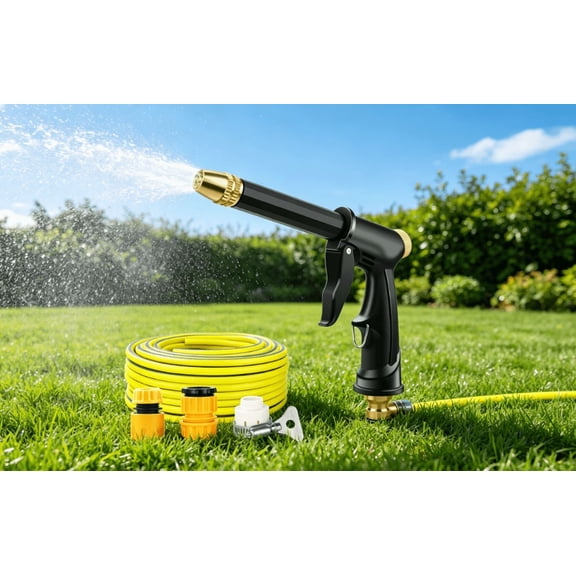 Upgraded High Pressure Washer, 3X Power Cleaning, 360° Rotating Nozzle with 3 Spray Modes, Turns Any Hose into High Pressure Jet for Car, Patio, Driveway（5 meters round pipe）