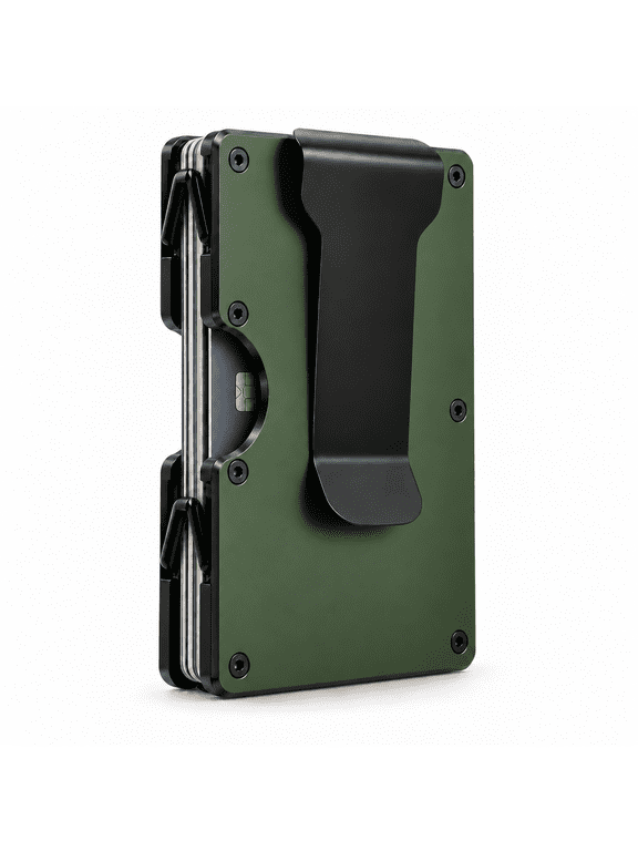 Upgraded Hinged Minimalist Wallet for Men, RFID Blocking Wallet | Slim Metal Aluminum alloy, Credit Card Holder, Money Clip Holds 20 Cards, Premium , Ideal Gift for Men (Green)