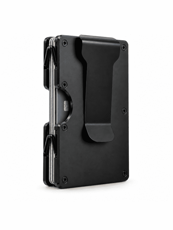 Upgraded Hinged Minimalist Wallet for Men, RFID Blocking Wallet | Slim Metal Aluminum alloy, Credit Card Holder, Money Clip Holds 20 Cards, Premium , Ideal Gift for Men (Black)