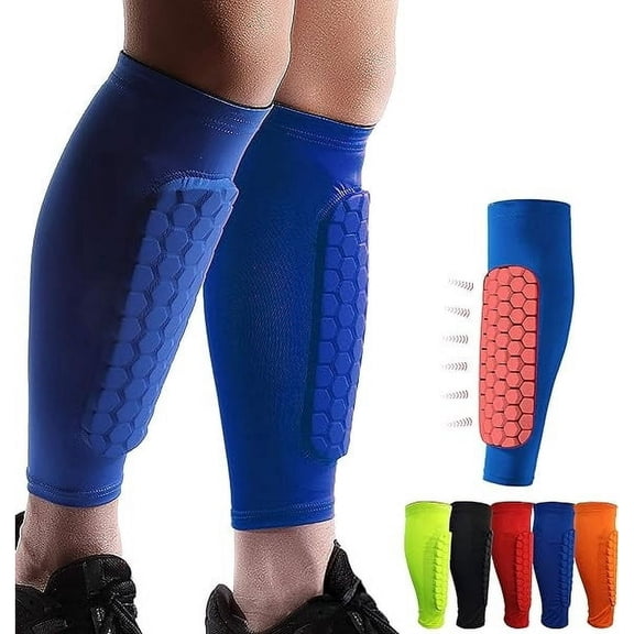 Upgraded Honeycomb Shin Guards, Shock Absorbing Calf Sleeves, Anti-Collision Pads for Soccer, Baseball, Boxing, MTB, 1 Pair