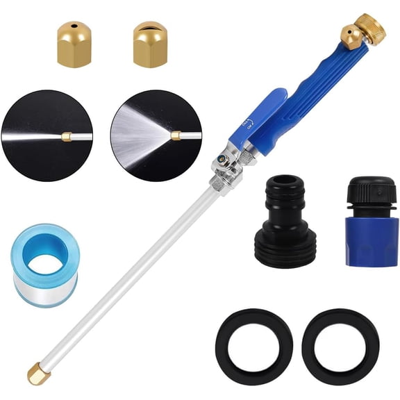 Upgraded Hydro Jet Power Washer Wand for Garden Hose, High Pressure Jet Nozzle with 2 Different Nozzles & Hose Quick Connectors
