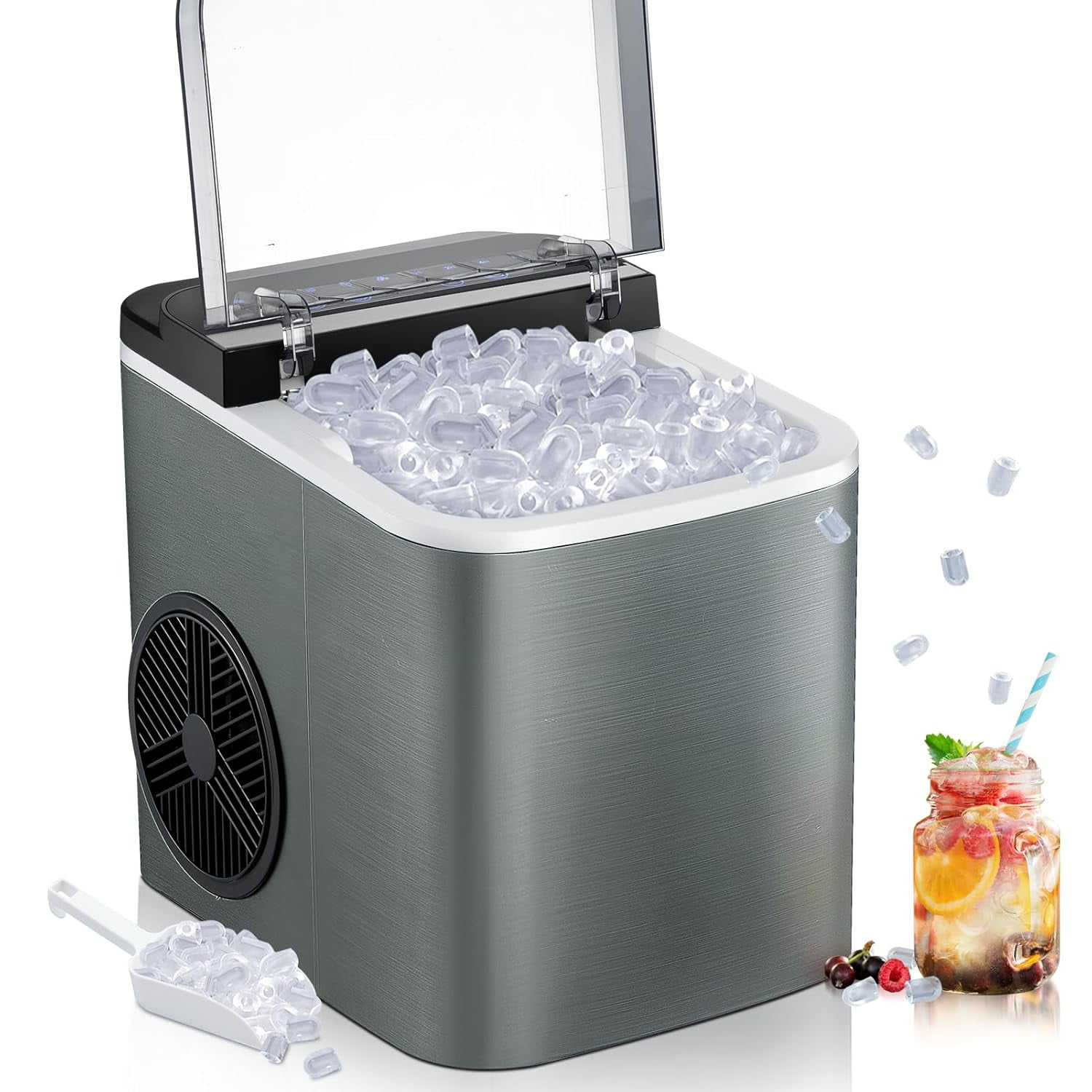 Upgraded Ice Maker Countertop 28Lbs/Day, 15H Timer, 9 Ice Cubes in 6 ...