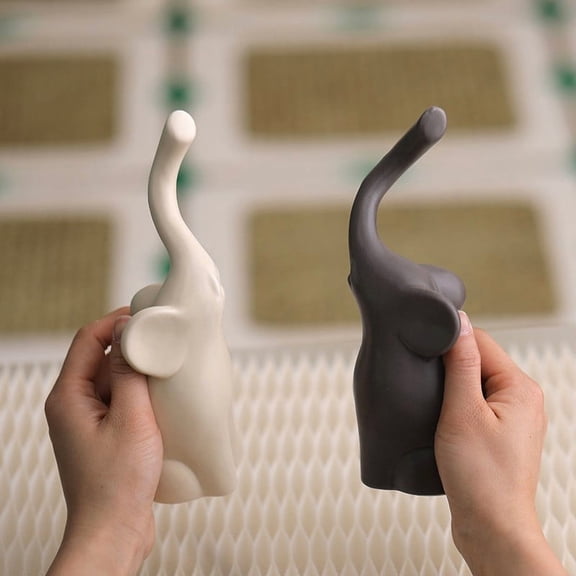 Upgraded In A Relationship Pair Of Elephants In Modern Ceramic Sculpture Figurine As A Set Ornament Elephants In A Relationship G