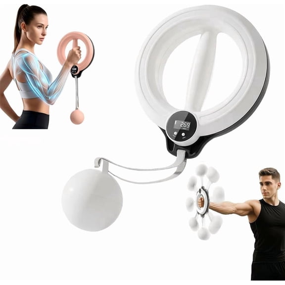 Upgraded Infinity Hoop 2.0, Arm & Shoulder Exerciser with Digital Tracker, 360° Hand Crank Trainer for Home & Gym