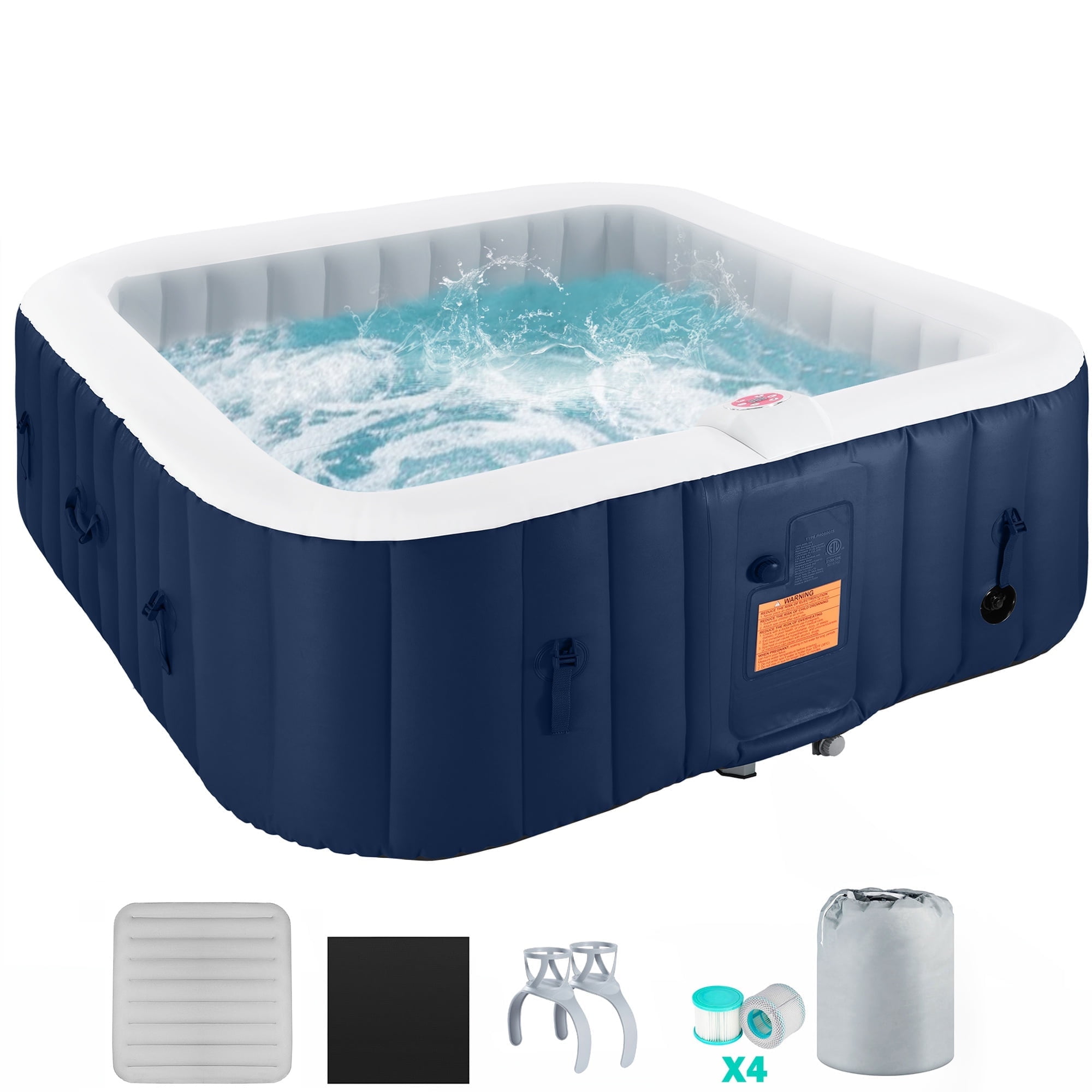 ホット タブ Seizeen Inflatable Hot Tub 73 inch Square Portable Spa for 4-6