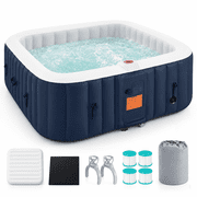 Seizeen Inflatable Hot Tub, 4-6 Person Hot Tub Set, 73 Square Portable Home Spa w/130pcs Jet, Lockable Cover, Storage Bag, 2 Cup Holders, 4 Replacement Filter, 240gal