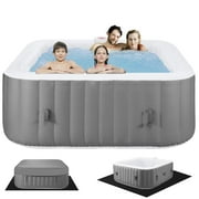 Upgraded Inflatable Hot Tub, Seizeen 6 Person Hot Tub with Hidden Pump, Portable Spa Tub Outdoor Indoor Use w/130pcs Jet, Lockable Cover, Storage Bag, Cover, 240gal