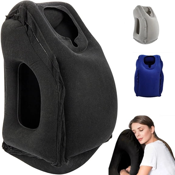 Upgraded Inflatable Travel Pillow Air Cushion Neck Chin Support Headrest Portable Soft Nap Pillow for Airplane Car Office Travel