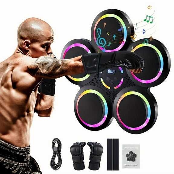 Upgraded Intelligent Music Boxing Machine, Wall Mounted Boxing Target with LED Scoring & Gloves, Music Sync Training for Reaction & Speed, Home Fitness Gift