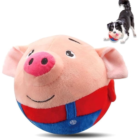 Upgraded Interactive Dog Toys, Rechargeable Squeaky Dog Ball Toy with Talking Sound, Washable Cartoon Pig Plush Toy, Puppies to Keep Them Busy