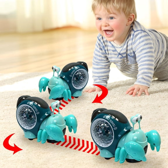 Upgraded Interactive Glowing Hermit Crab Toy For Toddlers Cute Electronic Crawling Play Music Music Crawling Hermit Crab Toy Family Interactive Pet Toy Y