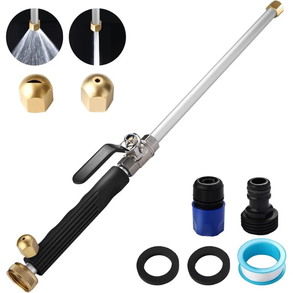 Upgraded Jet Nozzle for Garden Hose  Power Washer Wand Hydro Jet High Pressure Tool with 2 Nozzles & Hose Quick Connectors