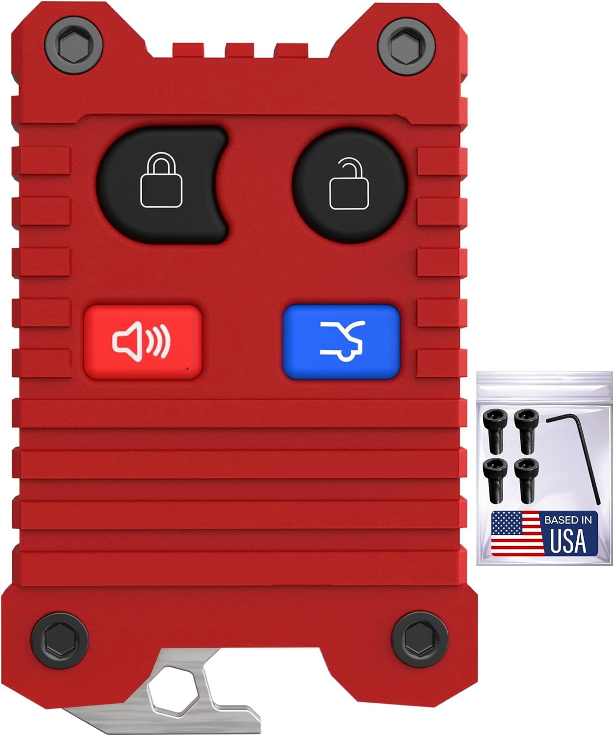 Upgraded Key Fob Case for Ford - 3 & 4 Button Key Cover - Durable Protection - Anti-Slip Grip - Easy Installation - Compatible for Ford F-Series, Explorer, Edge & More (Red Fob, 4 Button)