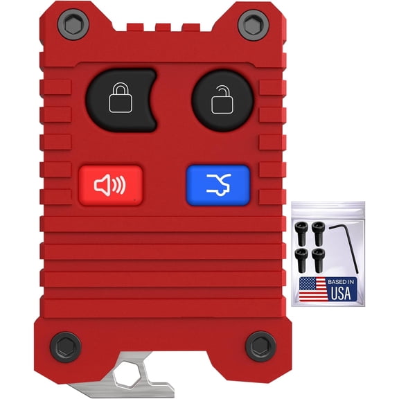 Upgraded Key Fob Case for Ford - 3 & 4 Button Key Cover - Durable Protection - Anti-Slip Grip - Easy Installation - Compatible for Ford F-Series, Explorer, Edge & More (Red Fob, 4 Button)