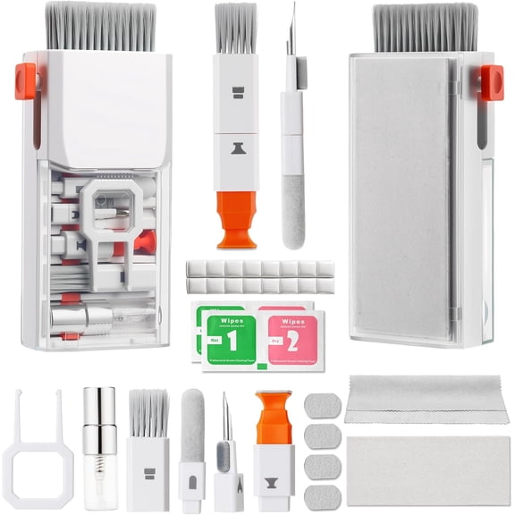 Upgraded Keyboard Cleaning Kit, 32PCS Electronics Cleaner Tool with Dust Cleaning Putty, Microfiber Cloth, Wipes-Cleaning Set for iPhone, AirPods, iPad, Laptop, PC Screen, Monitor, Camera