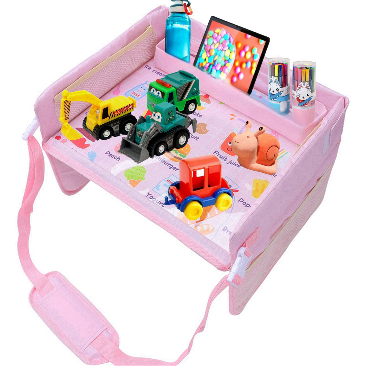 Upgraded Kids Travel Tray Car Seat Tray, YITUMU Waterproof Baby Seat