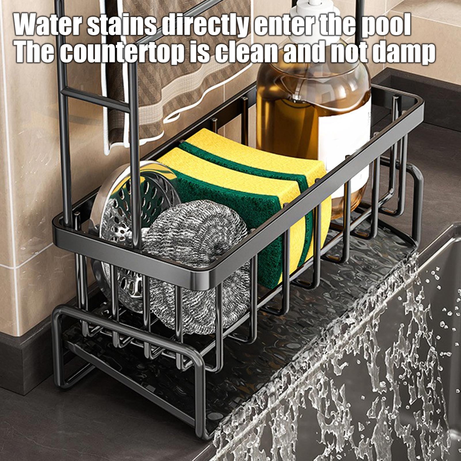 Upgraded Kitchen Double Rod Shelf Rags Draining Rack Faucet Storage ...