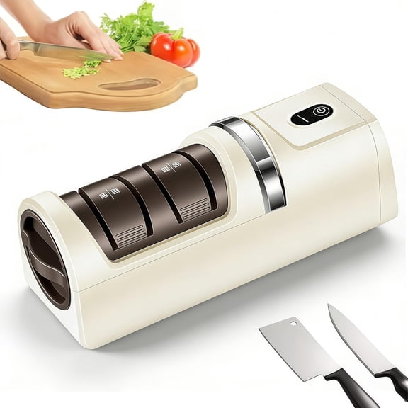 Upgraded Knife Sharpener Electric – Scissor Honing Tool, Automatic Blade Grinder | Professional Edge Polishing Machine, Rechargeable Cutter Refiner, Sharpener for Kitchen Tasks