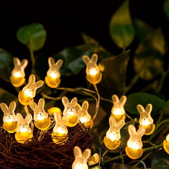 Upgraded LED Easter Eggshells Rabbits Shaped Copper Lamp Festival Decorative Lantern String D