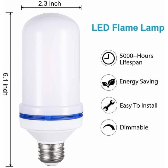 Upgraded LED Flame Light Bulbs, 4-Mode Flickering Light Bulbs with Upside Down Effect, E26 Fire Light Bulb for Porch Party Patio Home Halloween Christmas Indoor Outdoor (2Pack Yellow)