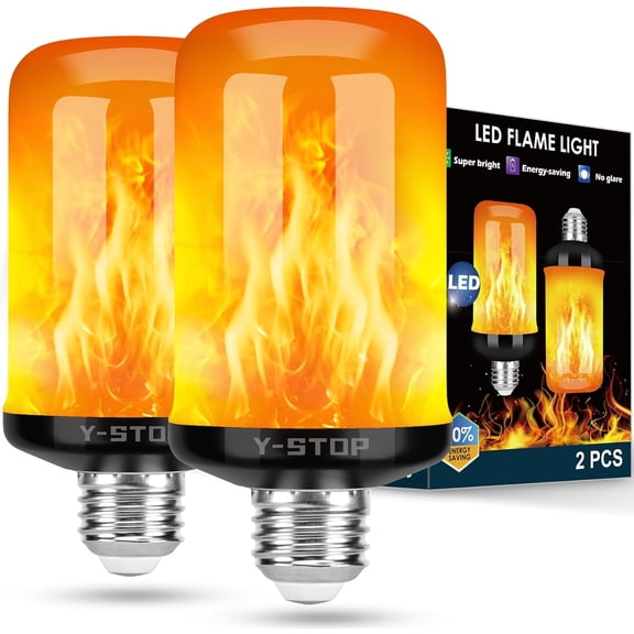 Upgraded LED Flame Light Bulbs, 4 Modes Flickering Light Bulb Outdoor with Upside Down Effect, E26 Base Flame Bulb for Christmas Decorations Outdoor, Halloween Lights, Party Decor (2 Pack)