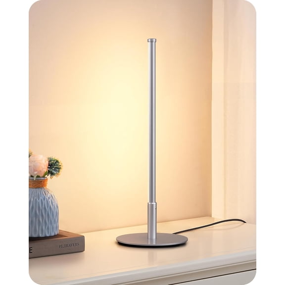 Upgraded LED Table Lamp, Stepless Dimmable Bedside Lamp with 3 Color Temperature, Modern Nightstand Lamp, Desk Lamp for Bedroom, Living Room, Corner, Gift, Metal Finish, Silver, 6W