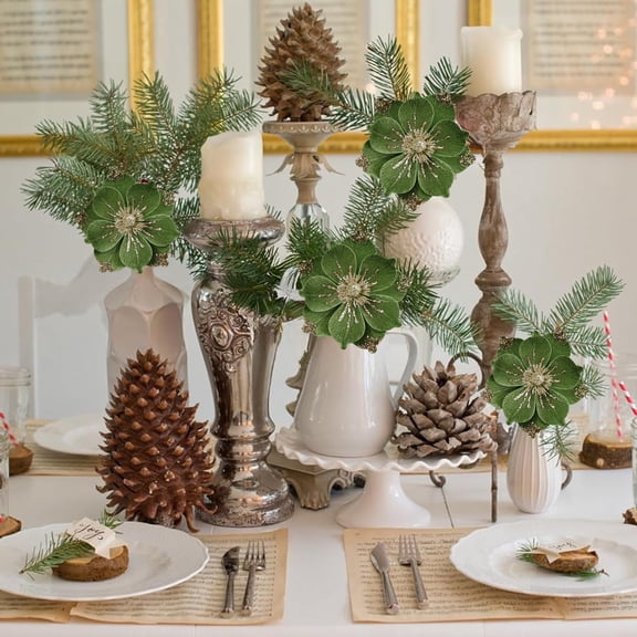 Upgraded Large Glitter Christmas Flowers Artificial Christmas Decoration Flowers Gold glitter Simulated Magnolia Flowers For Christmas Decoration U