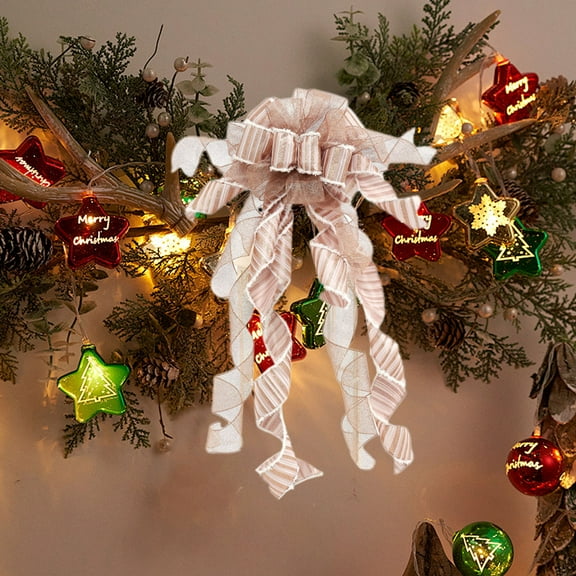 Upgraded Large Lattice Sequins Ribbon Bow Christmas Decoration Scene Arrangement Christmas Tree Top Bow I