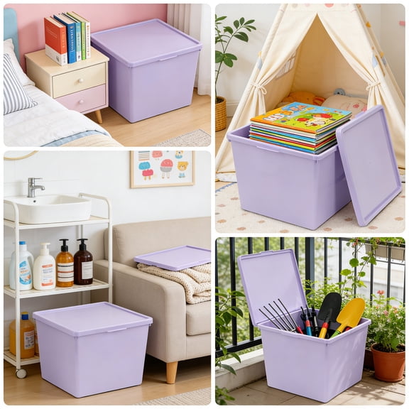 Upgraded Large Plastic Stacking Storage Bin With Lid F