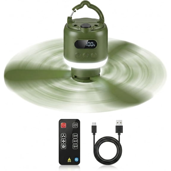 Upgraded Large Size 18-Inch Rechargeable Camping Ceiling Fan with LED Light - 15600mAh Canopy Fan for Gazebo, Portable RV Ceiling Fan, Quiet Tent Fan for Outdoor, Patio (Detachable )