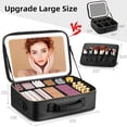 thumbnail image 1 of Upgraded Large Travel Makeup Bag with LED Mirror, 15" Professional Cosmetic  with 3 Color Modes Dimming Light, 1 of 6