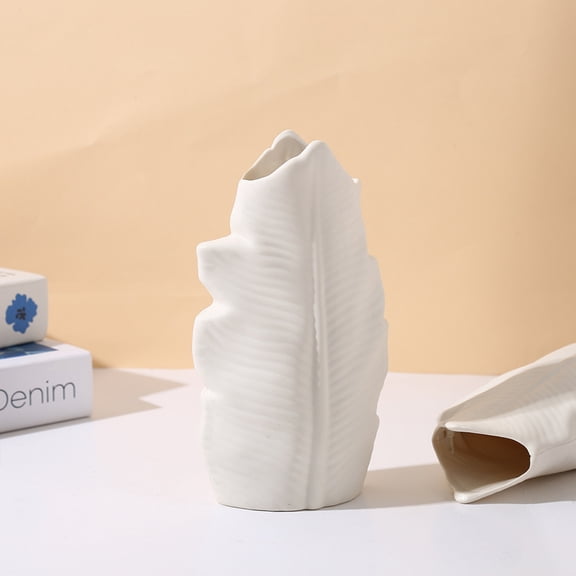 Upgraded Leaf Shaped Plastic Vase Decorative Ornament Q