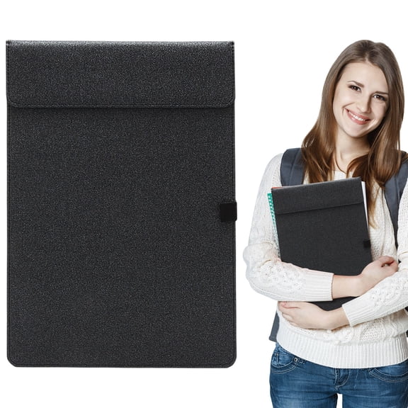 Upgraded Leather Clipboard A4 Size, Soft Wear-Resistant Writing Folder Board with Metal Clip for Office Work Home Organization Daily Paperwork & Meetings, Black, By Harlik