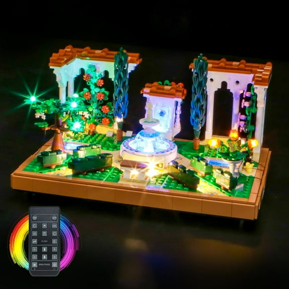 Upgraded Led Light Kit Compatible with Lego Fountain Garden Building Set, RC Version Compatible with Lego 10359 (Model Not Included)