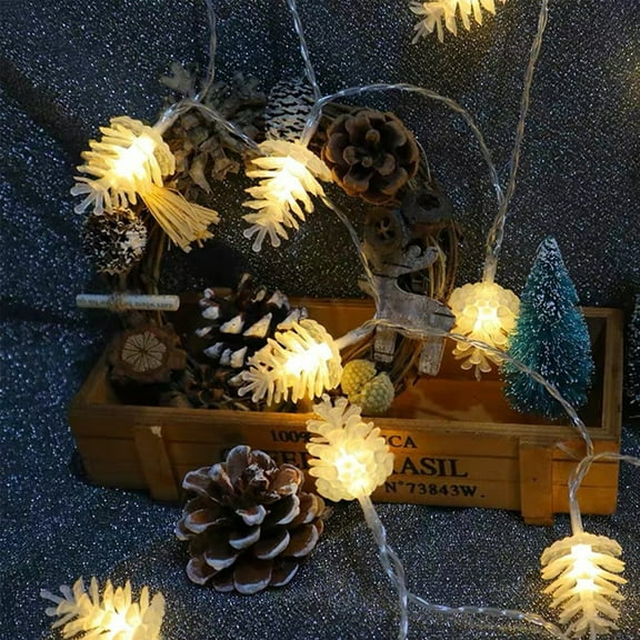 Upgraded Led Pinecone Light String Solar Eight Function Flashing Pinecone Modeling Atmospheres String Lights Holiday Decoration B