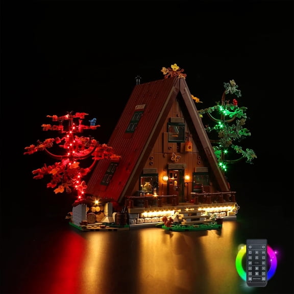 Upgraded Light Kit for Lego Ideas A-Frame Cabin Collectible Display Set, Remote Control VersionCompatible with Lego 21338 (Model Not Included)