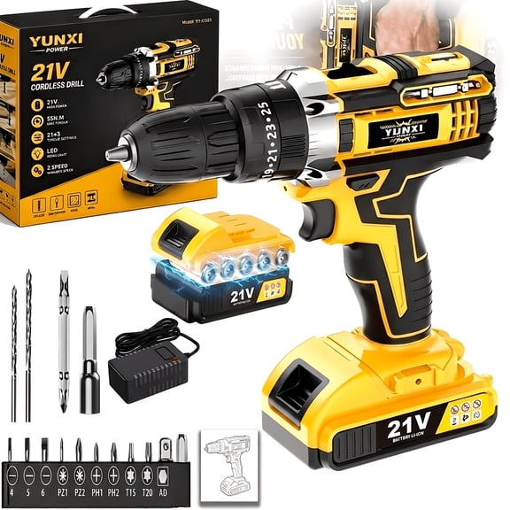 Upgraded Lightweight Cordless Drill, Portable Handheld Drilling Tool for Yard Renovation & DIY Construction Projects