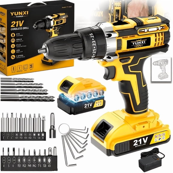 Upgraded Lightweight Cordless Drill, Portable Handheld Drilling Tool for Yard Renovation & DIY Construction Projects